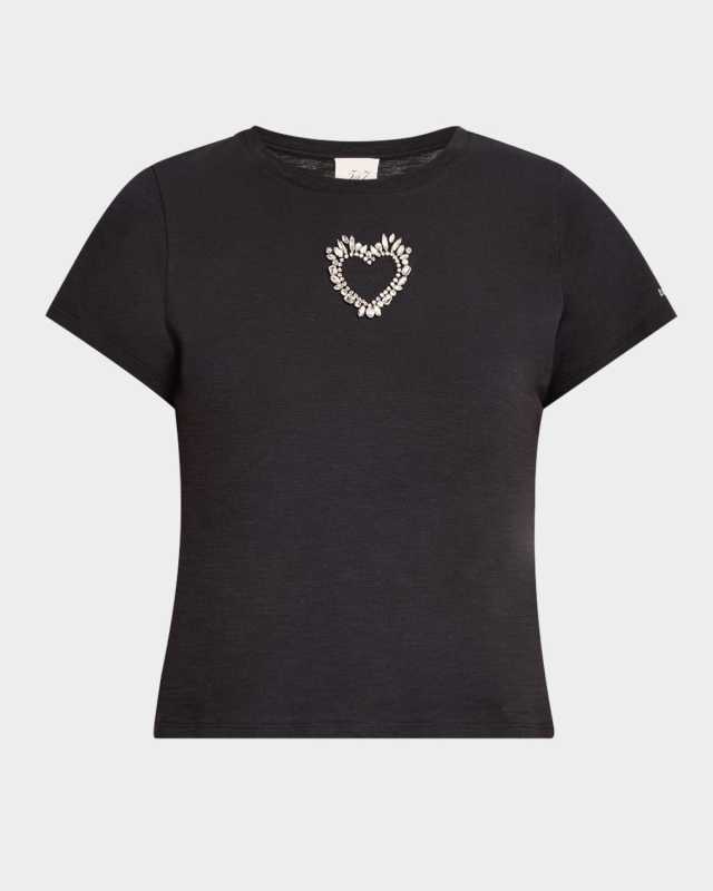 Cut-Out Rhinestone Heart Tee